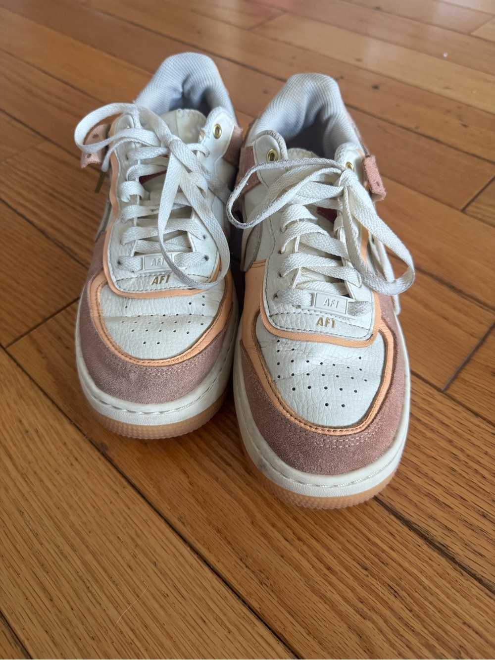 Nike Peach and Cream Layered Air Force 1 Sneakers - Picture 3 of 4